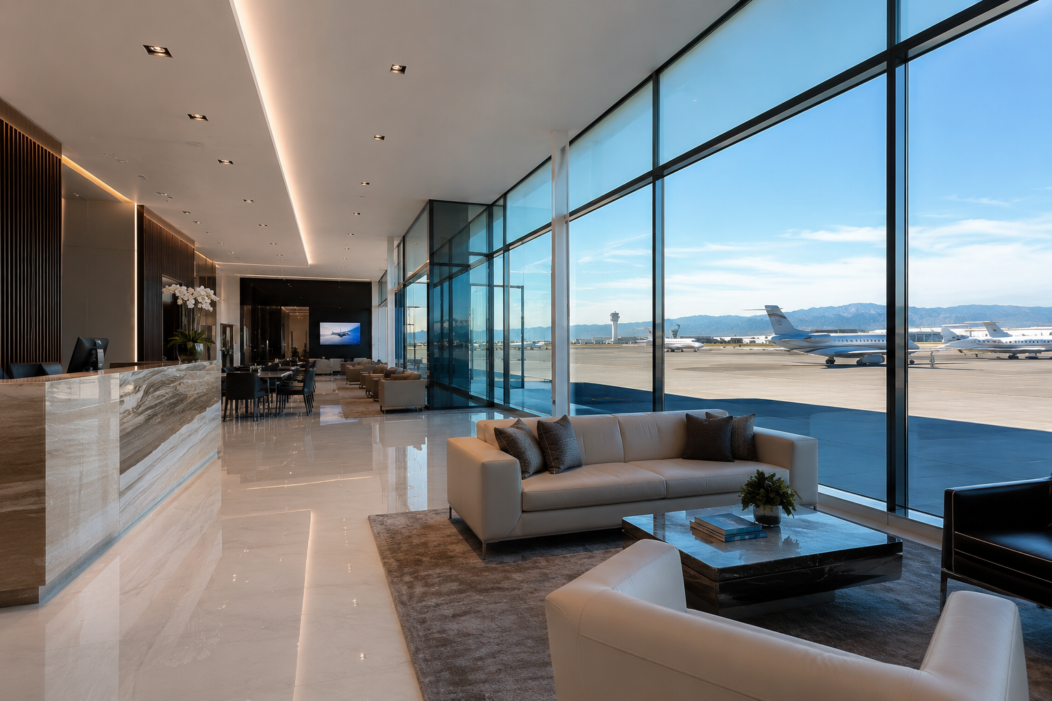 Premium private jet interior and exterior
