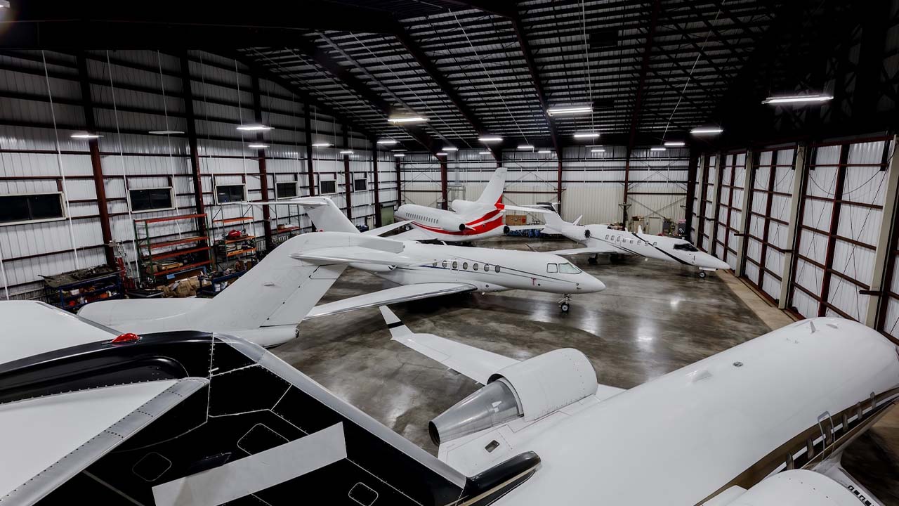 Premium private jet interior and exterior