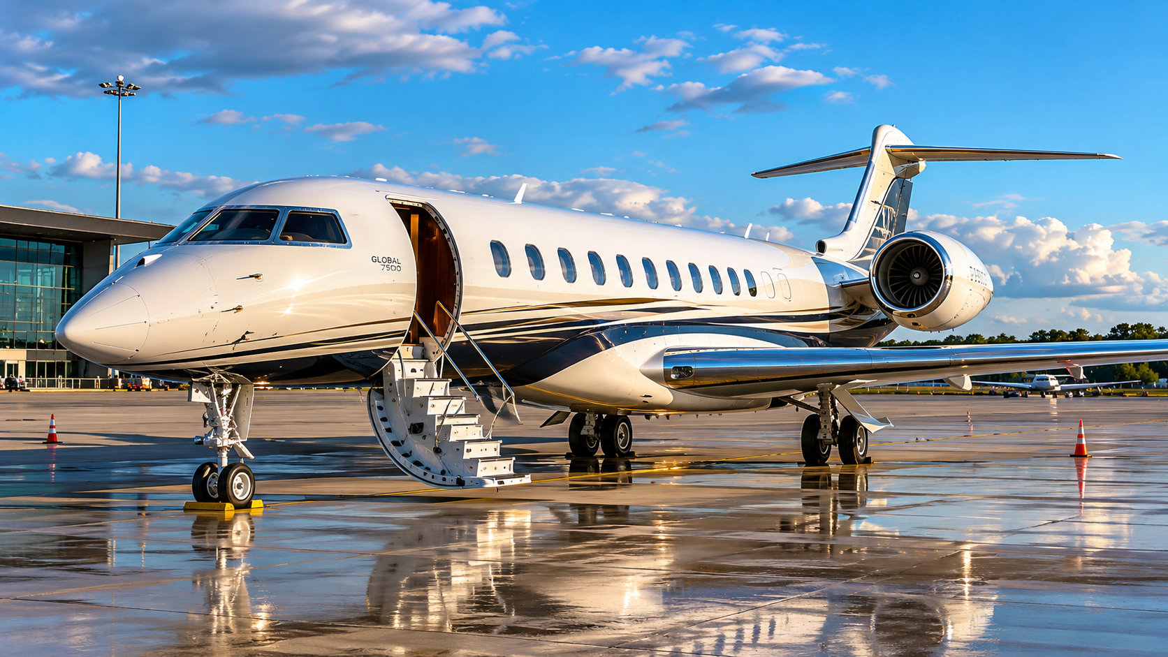 Premium private jet interior and exterior